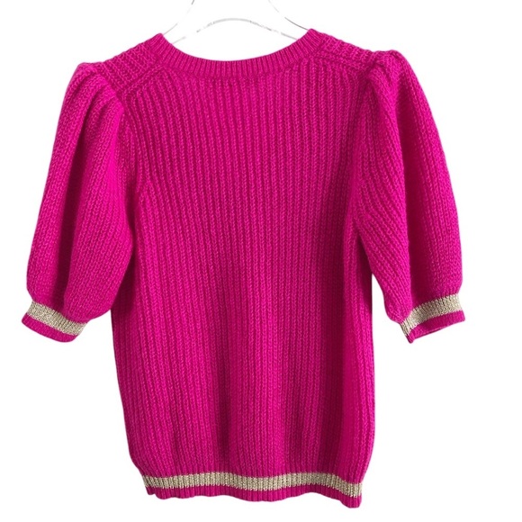 Lily Pulitzer Skylyn Sweater Pink Gold Metallic Trim XS - Picture 4 of 9